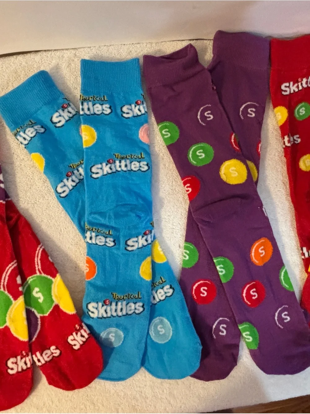 Skittles socks - 4 pairs - adult size - 5-9 men’s and crew length